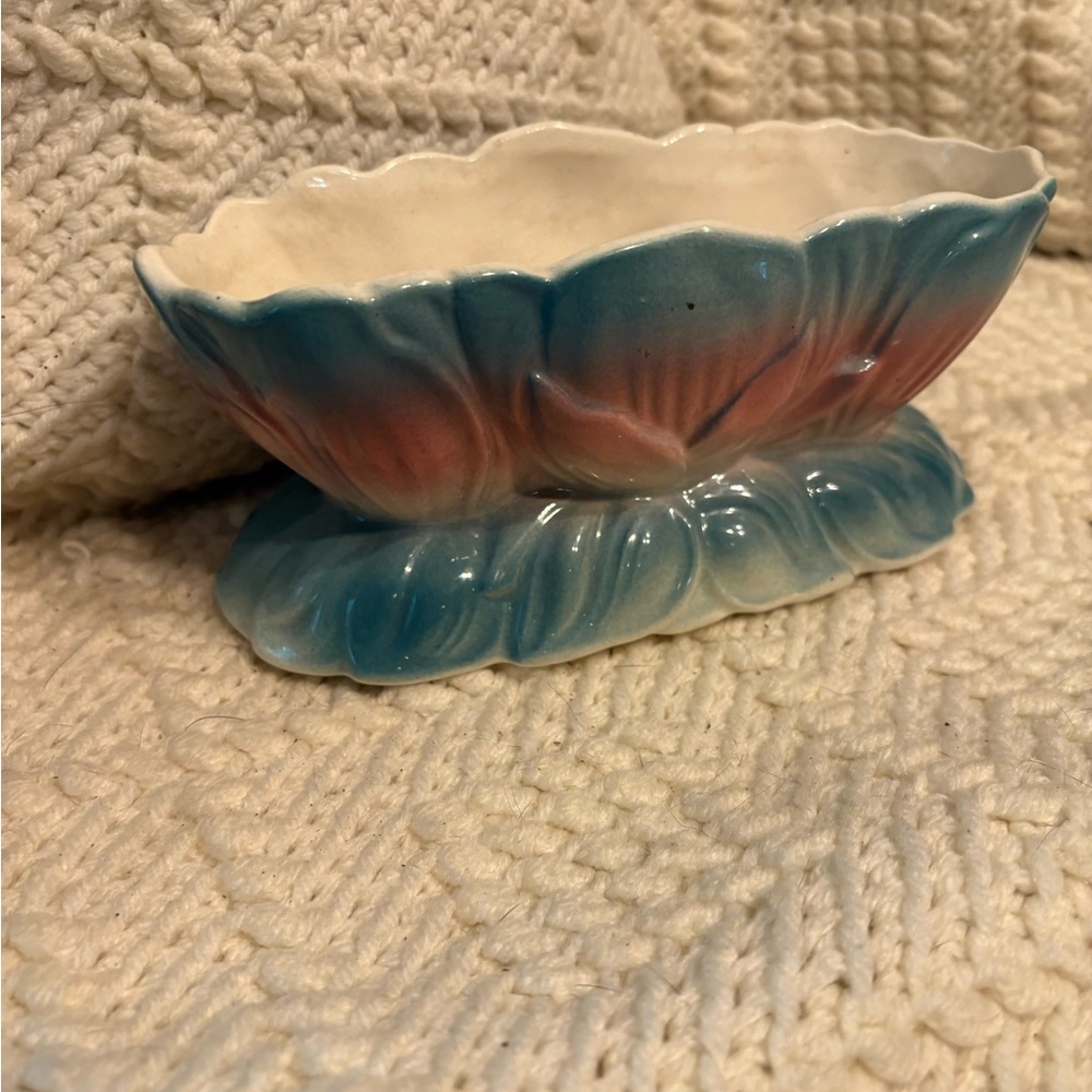 Floral Ceramic Bowl in Blue and Pink